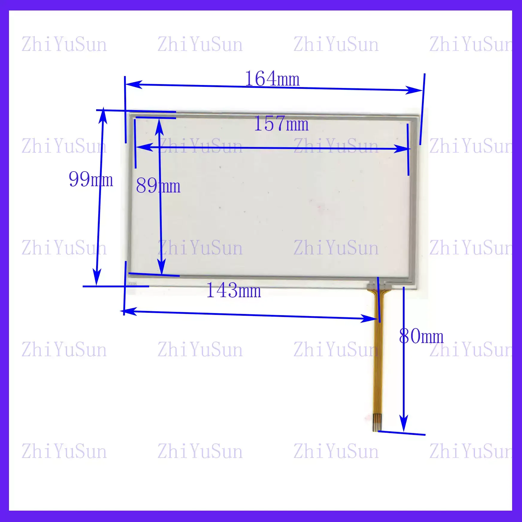 164 * 99Mm lower right four-wire resistive touch screen connected, good quality sensitive RXA-070090