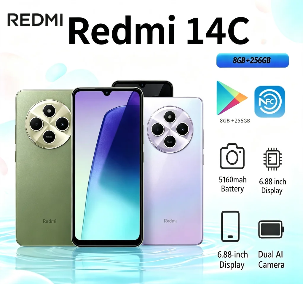 2026 Official New Redmi 14C Model Mobile Phone 2026 8+256GB High Storage Powerful Performance Redmi Series for Unmatched Usage