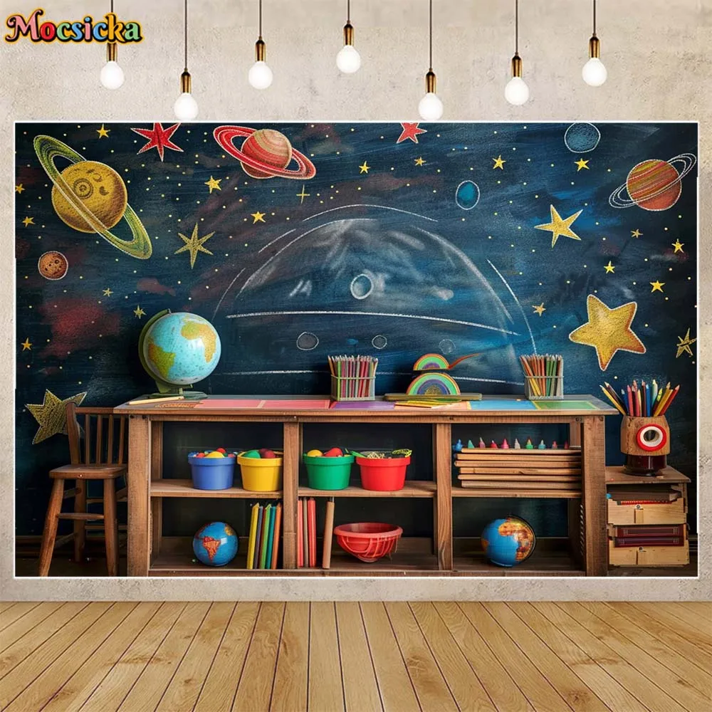 Mocsicka Back to School Background Kindergarten Classroom Blackboard Primary Student Graduation Party Decor Backdrop Shoot Props