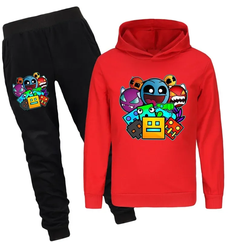 Kids angry Geometry Dash 3D print hoodies boys sweatshirts set spring fall casual tracksuit toddlers girl clothes birthday gifts