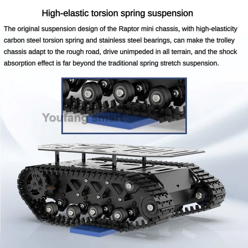 10KG Load Strong Shock Absorption RC Tank Chassis with Suspension All Metal Tank Robot 12V Encoded motors Programmable Robot Car