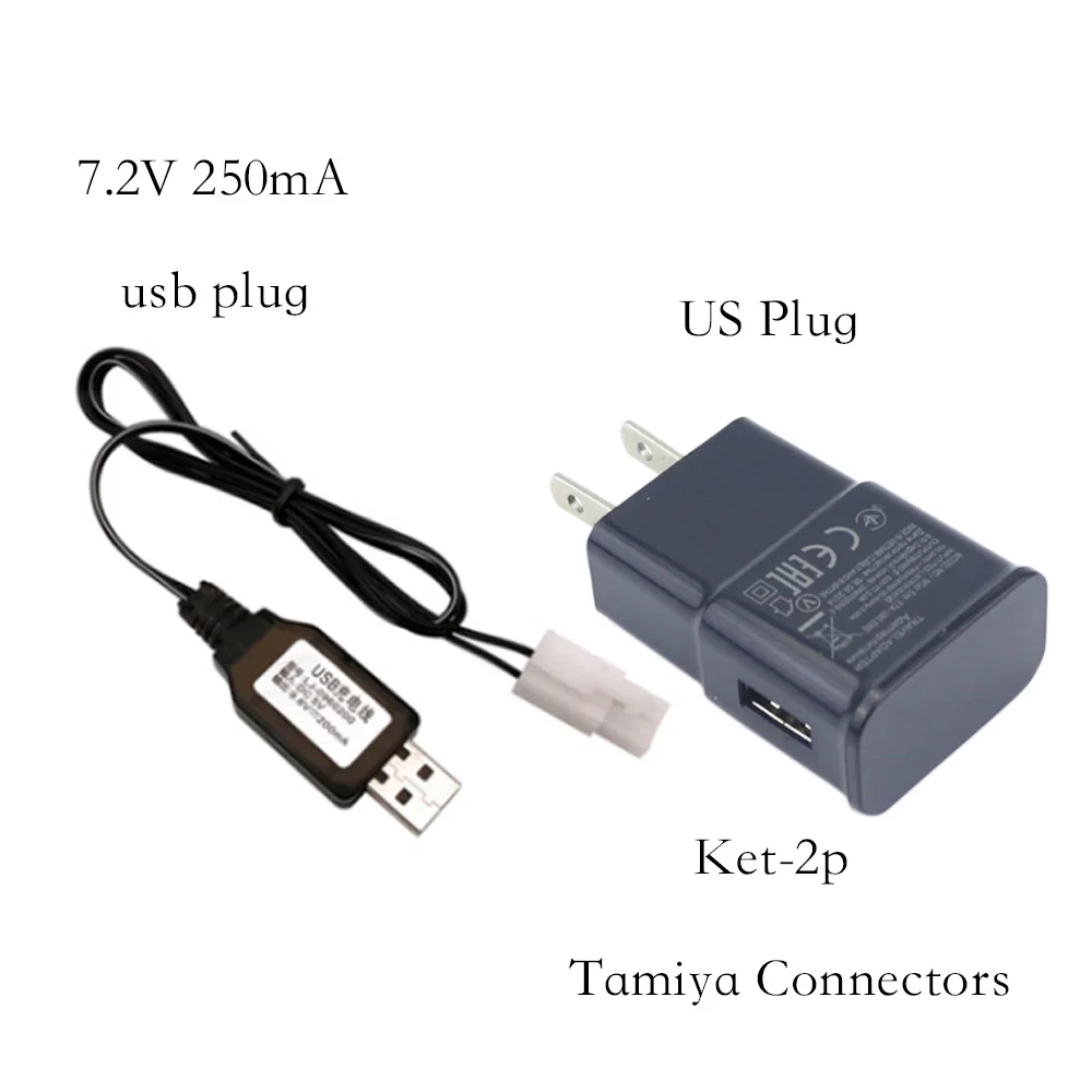 7.2V 250mAh ket-2p USB Battery Charger Units For NiCd NiMH battery pack charger For RC toy car tank boat 7.2 v Tamiya Charger