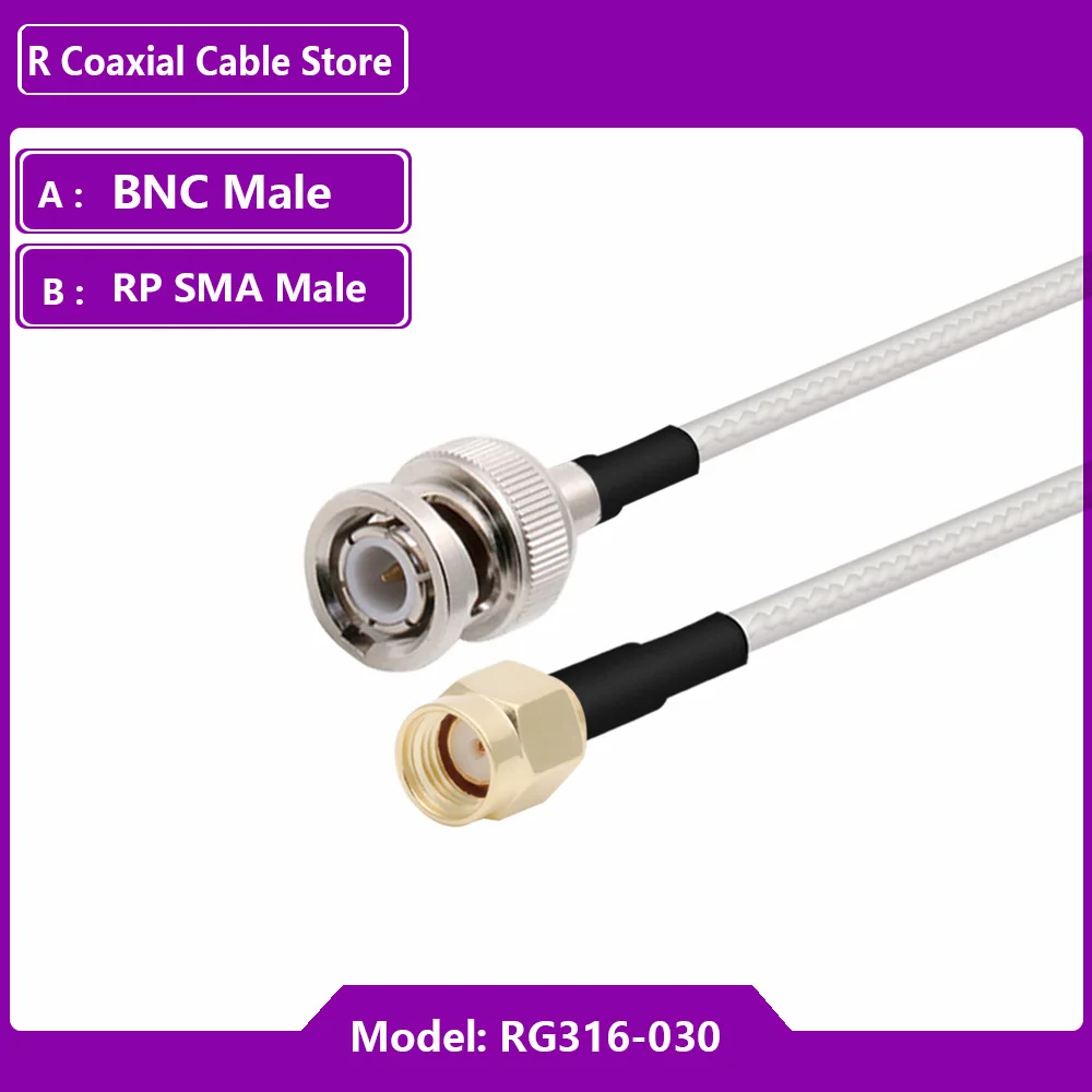 BNC سے SMA کیبل RG316 50 Ohm Pigtail SMA Male to BNC Male Plug RF Coax Extension Cable Coaxial Jumper Cord 15CM ہول سیلز