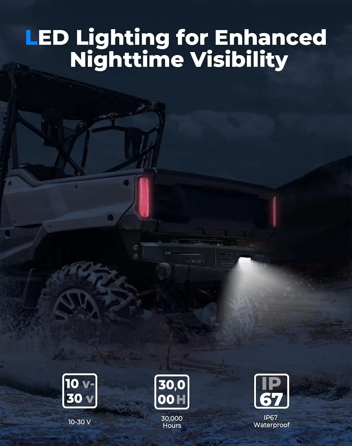 Rear Bumper with 18W LED Light, Compatible with Pioneer 1000