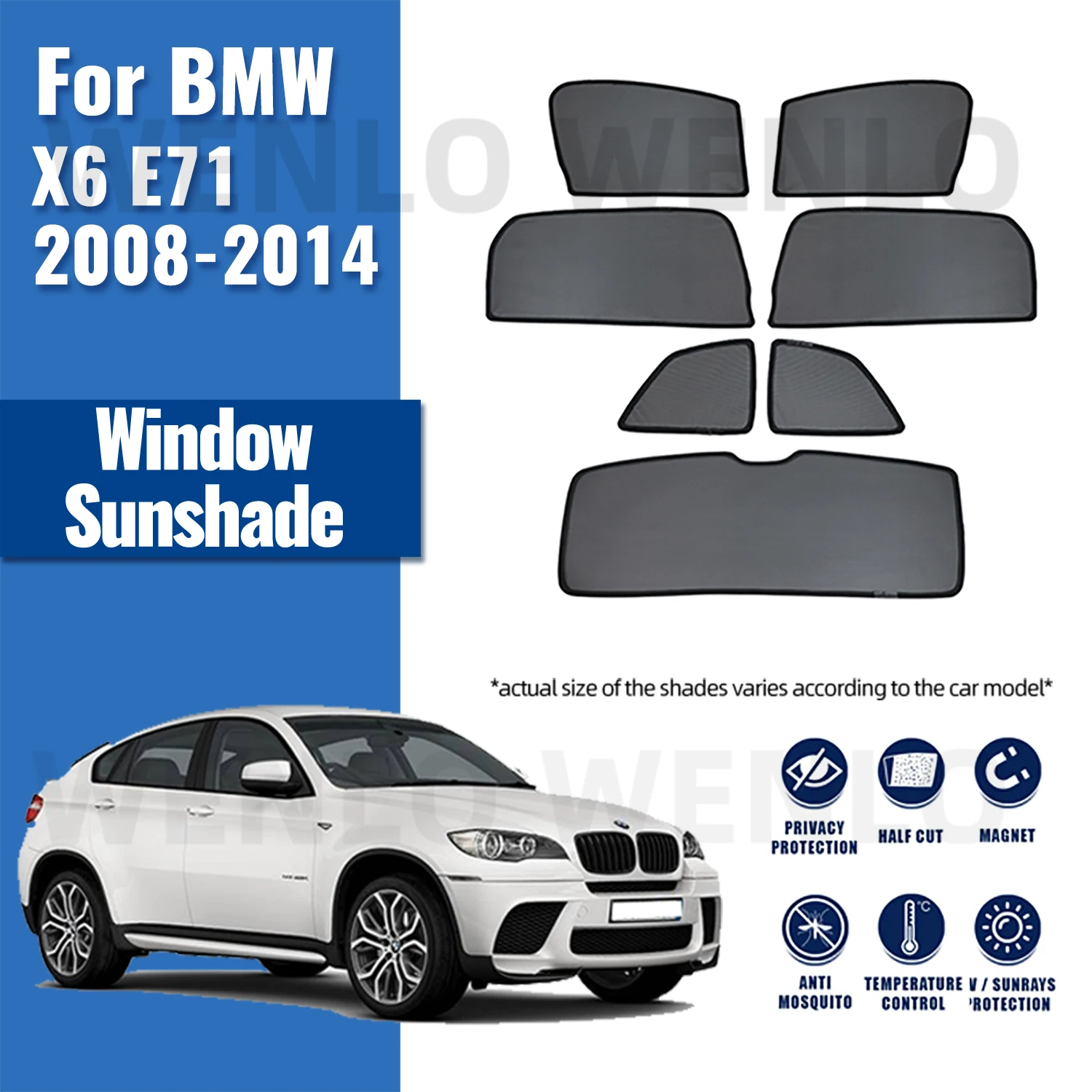 

For BMW X6 E71 2008-2014 Car Sunshade Shield Front Windshield Mesh Curtain Rear Side Window Sun Shade Visor Auto Accesorries