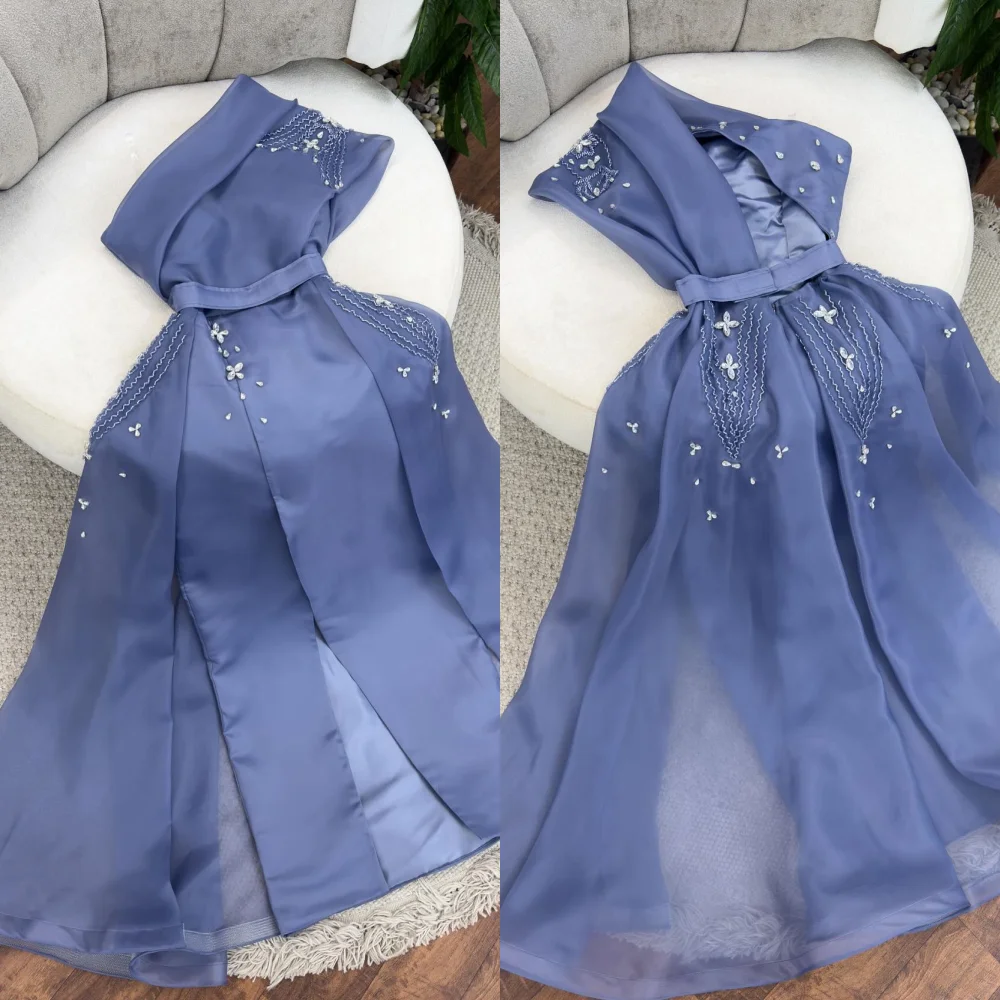 Vestidos largos de un solo hombro drapeados con faja de diamantes de imitación intrincados personalizados vestidos para ocasiones a medida exquisitos y elegantes