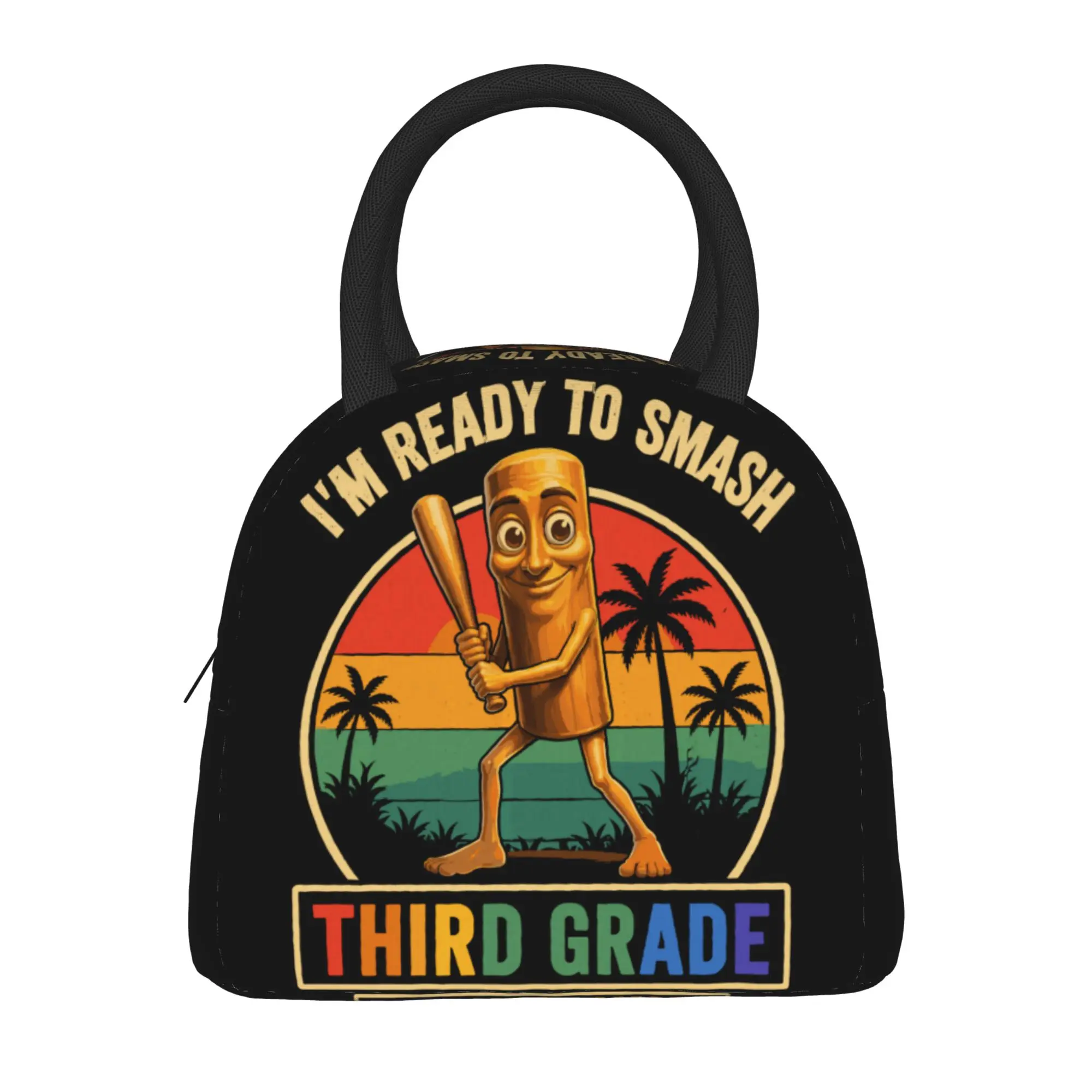 Back to School 3rd Grade Tung Tung Sahur Meme Lunch Bag Travel Lunch Box Child Retro Designer Thermal Tote Handbags Cooler Bag