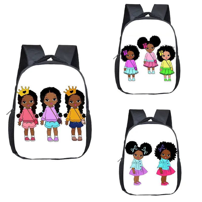 Black Art girs lwith Crown Backpack Children School Bags Cartoon Afro Girls School Book Bag Kid Schoolbags Baby Toddler Bag