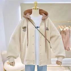 Oversized Hoodies Women Spring Autumn Trendy Hooded Cardigan Jackets Casual Loose Hoodie Single-breasted Coat Y2k Clothes Woman