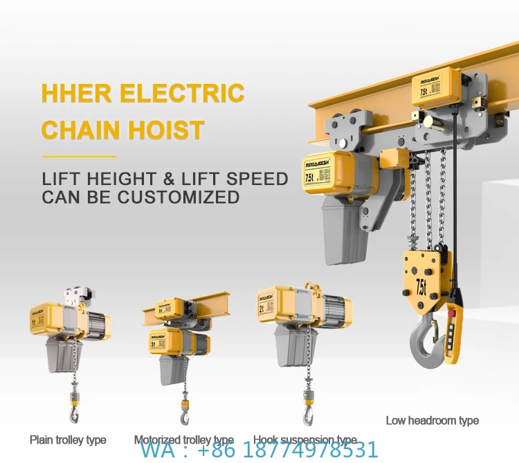 Popular High Quality Low Headroom Electric Hoist Ultra Low Headroom Electric Chain Hoist Single Speed