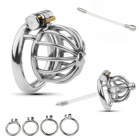 New Metal Chastity Cage Male 2 Type Cock Cage Penis Ring Masturbation SM Gay Chastity Devices Adult Sex Toys For Men