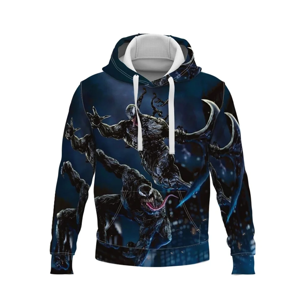 New Disney Hoodies Venom Cartoon Anime 3D Print Streetwear Homens Mulheres Moda Oversized Moletons Hoodie Crianças Pullover Vest