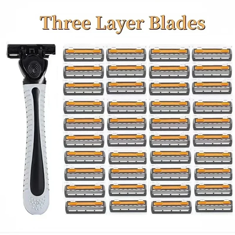 

Men's Shaving Blades Three Layer Blade Shaver Barber Razor Reusable Safety Razor Imported Blade Multi Tool Head Change Blades