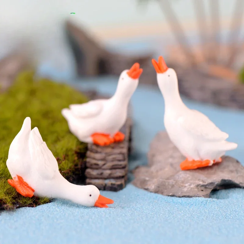 3Pcs Wholesale resin DIY white goose decoration, white swan gift ornament white duck handicrafts water polo accessories