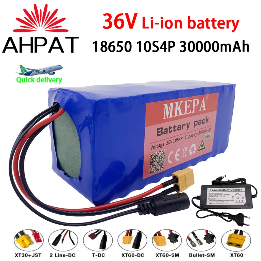 Air transport 10S4P 36V 30000mAh Electric Scooter Lithium Battery 18650 battery pack 36V 30Ah with charger,Powerful Battery