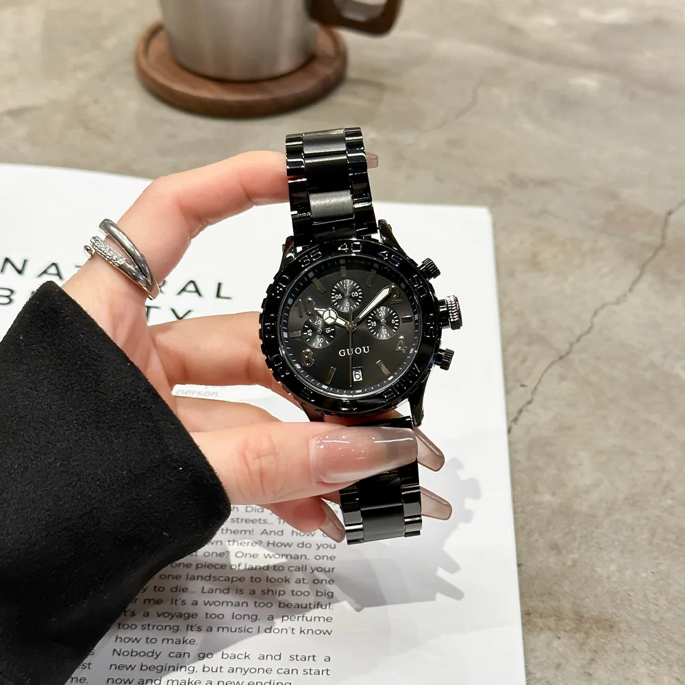 2026 Couple Watch Men and Women Large Dial Multifunctional Fashion Calendar European American Style High-end Watch Birthday Gift