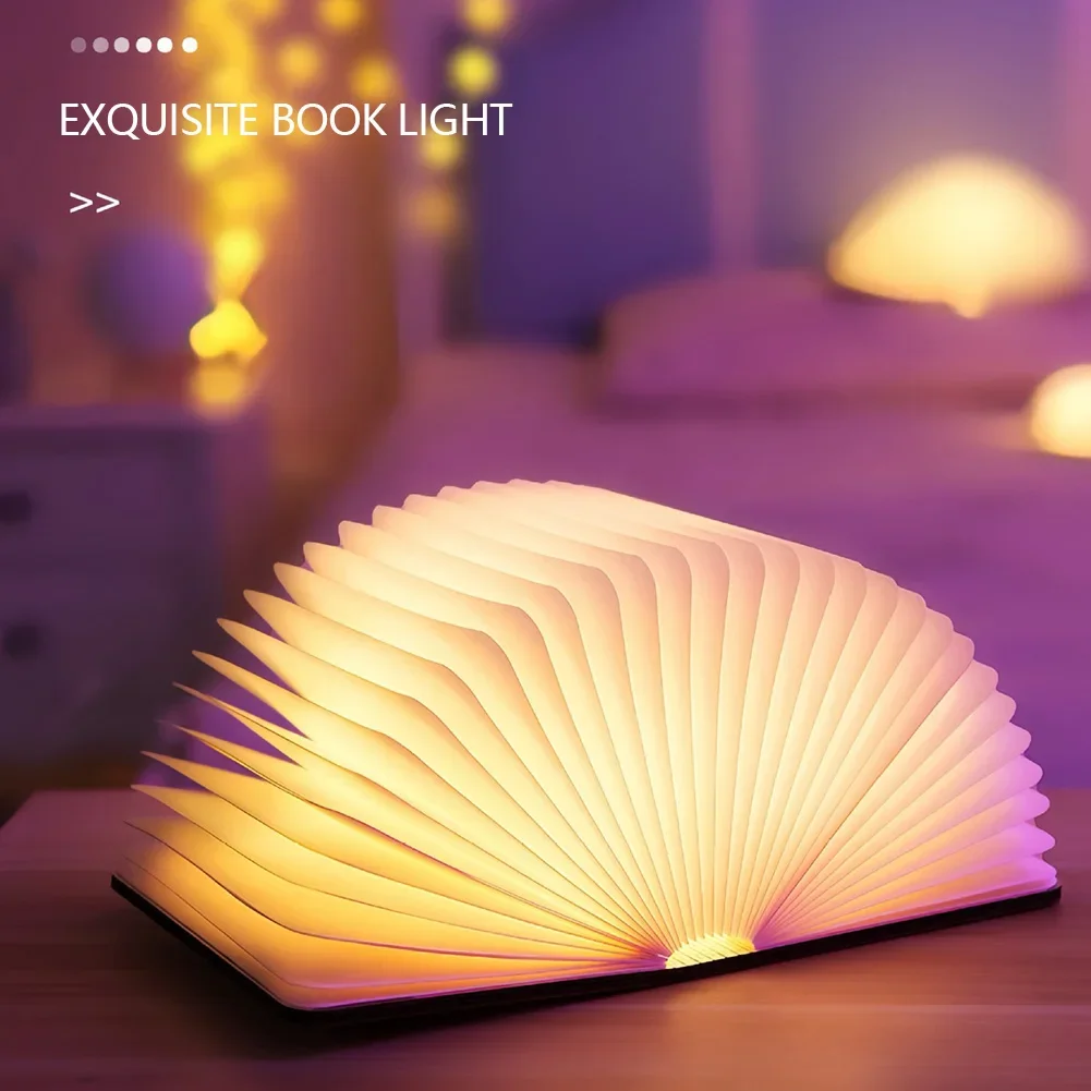 مصباح كتاب LED قابل للطي، كتاب خشبي مبتكر مضيء للأطفال، هدية عيد ميلاد الأطفال، هدية عيد الميلاد، مصباح ليلي قابل لإعادة الشحن