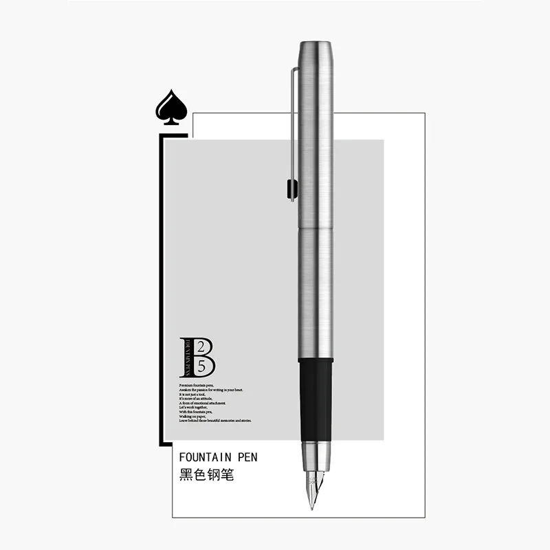 

MAJOHN 25B Stainless Steel Fountain Pen Spades God of War Series Schmidt Refill Gel Pen Luxury Stationery Gift