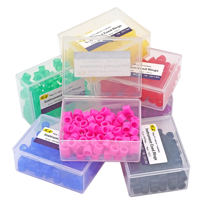 100pcs/box Dental Teeth Code Rings Silicone Multi-Color Identification Circle Bands Autoclavable Orthodontic Tools Instrument