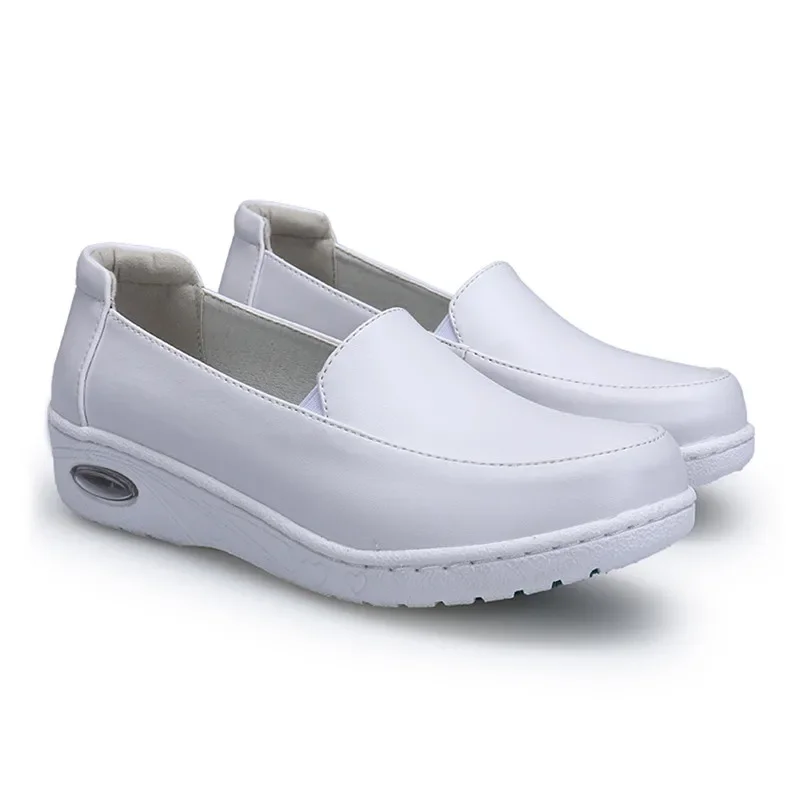 SNURULAN Four Seasons Woman white Nurse shoes women Platform soft Comfortable Air cushion casual genuine leatherE246