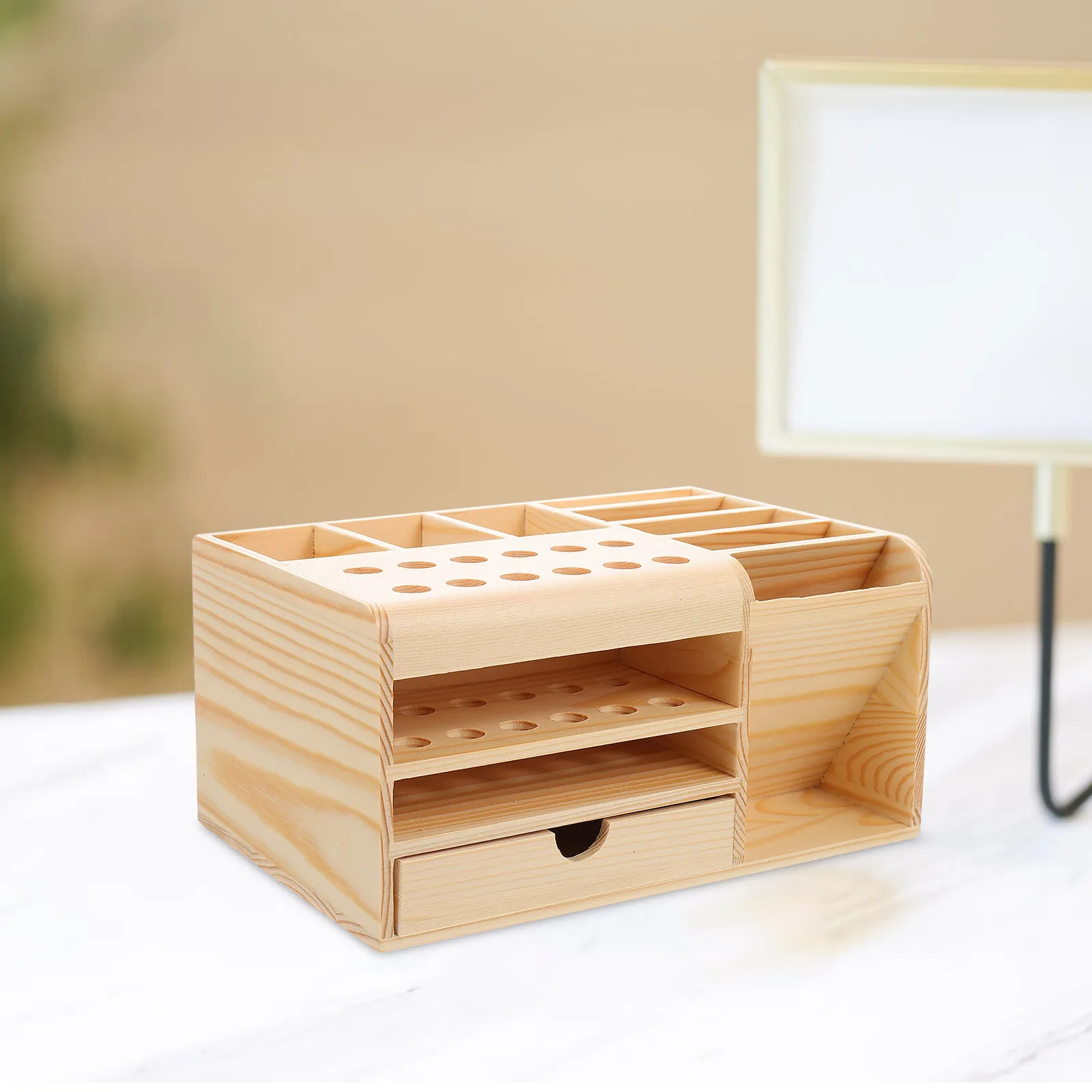 remote-control-holder-multipurpose-table-storage-box-beige-desktop-organizer-pen-holder-stationery-organizer-sundries-container