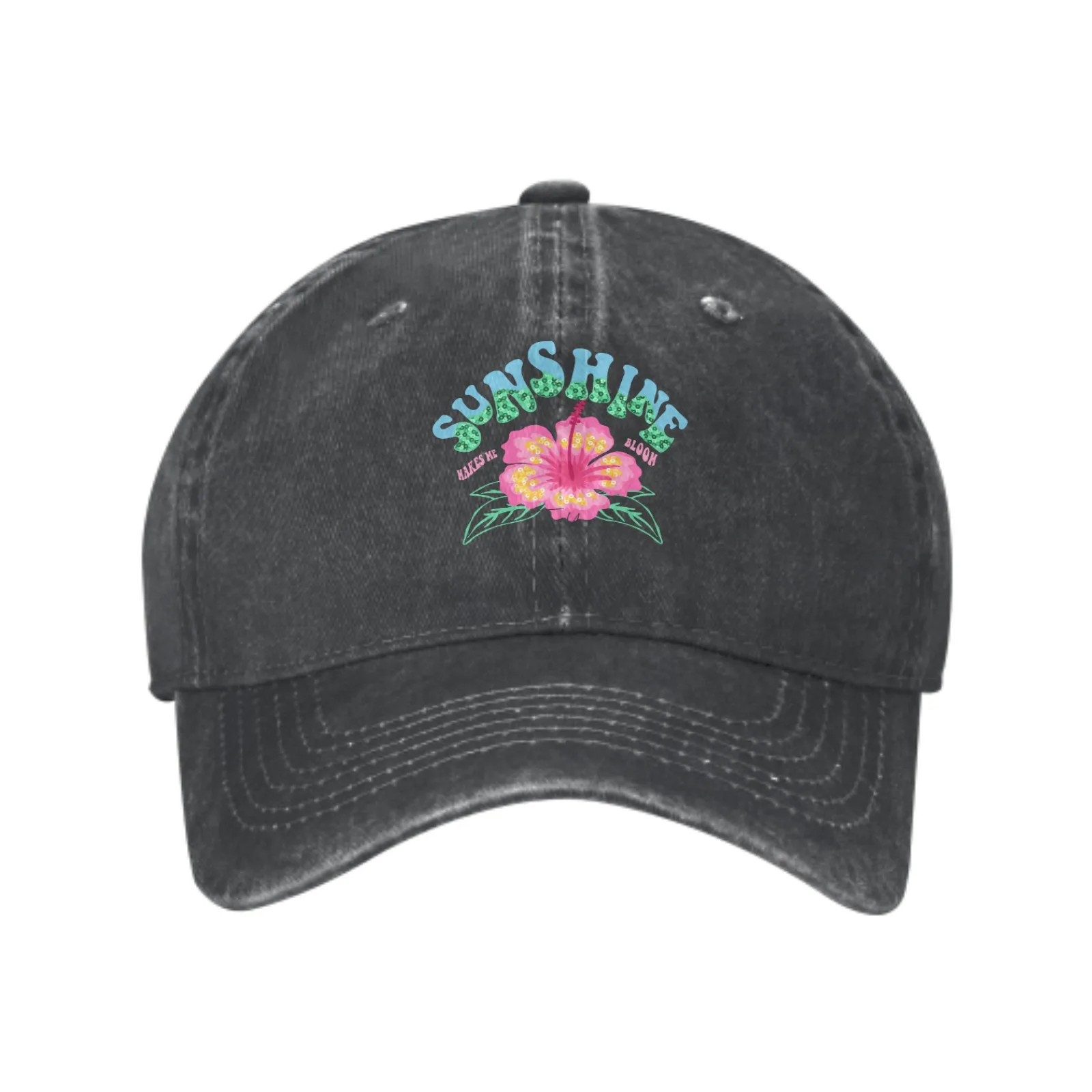 

Sunshine Flowers Hawaii Beach Floral Denim Cap Print Cotton Baseball Cap Unisex Holiday Cowboy Hats