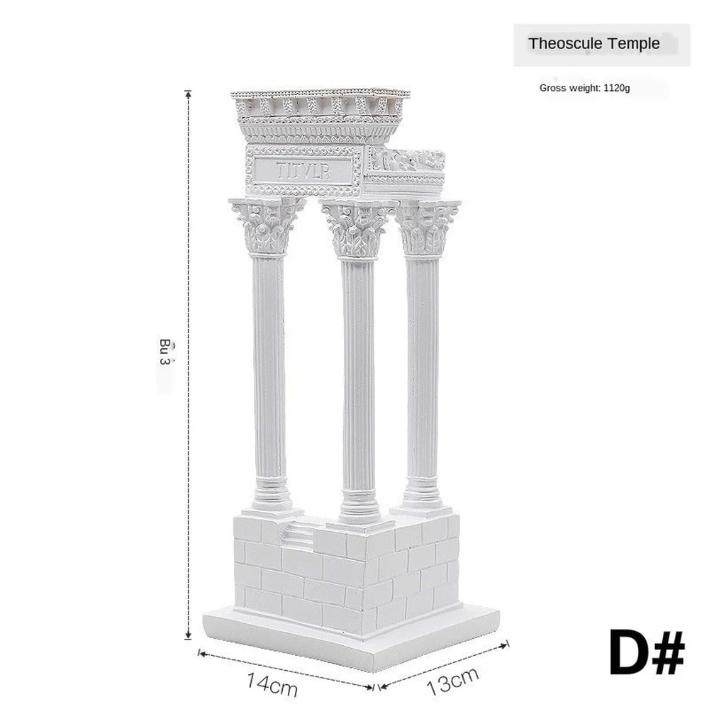 Architecture Model Roman Column Greek Temple Building Model Home Decoration European Decorative Plaster Pillar Resin Sculpture