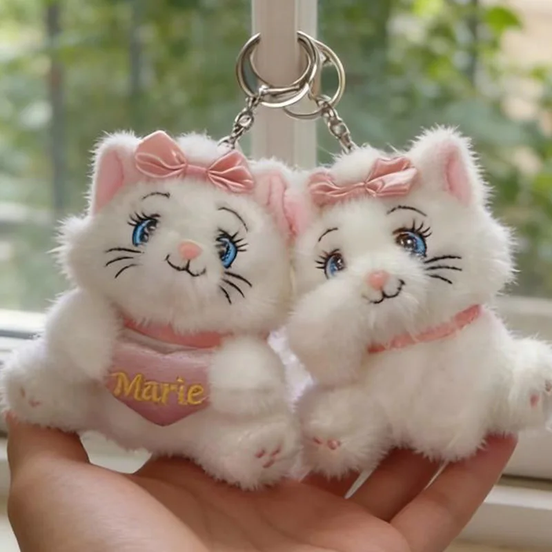 

Disney Marie Plush Keychain Creativity Cute Cat Key Ring Girl Backpack Charm Ornament Student Diy Schoolbag Decoration Toy Gift