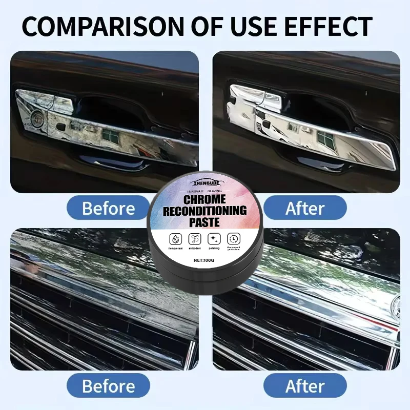 Repair Paste for Automotive Chrome Components, Specifically Designed to Restore Oxidized Chrome Trim and Badges, Comes with a Sponge image 4