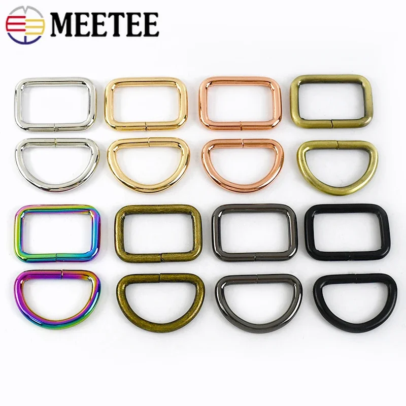 Meetee 10/20Pcs 16-50mm Metal Ring Buckle For Bag Strap Webbing Belt Clasp Dog Collar Connector Hooks DIY Hardware Accessories