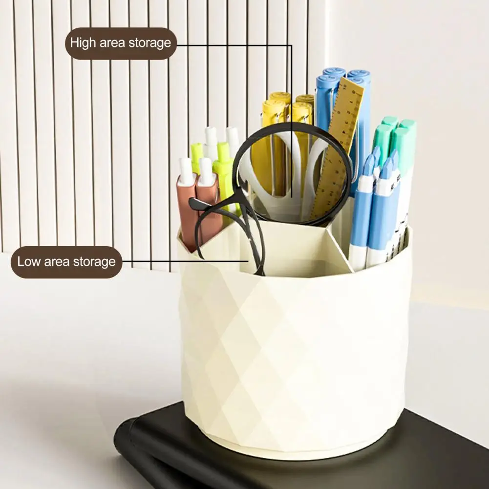 Soporte de almacenamiento de papelería de escritorio, portalápices giratorio con 5 compartimentos para oficina, organización de escritorio para estudiantes, bolígrafos