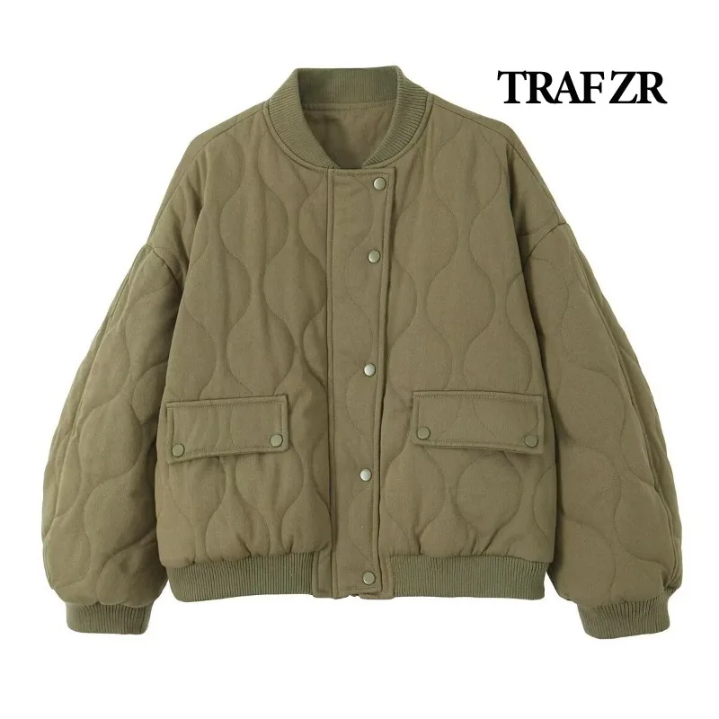 

TRAF ZR Coat Khaki Parkas Youthful Woman Parkas for Women Female Winter Jackets Woman 2024 Elegant Coat Office Lady Parkas