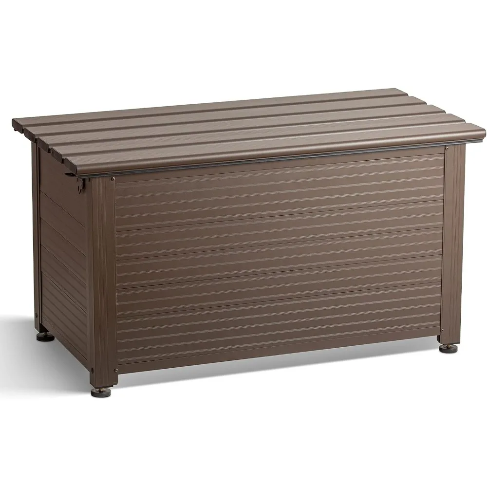 55 Gallon Aluminum Deck Box, IP65 Waterproof Level Patio Storage Box, 221 Lbs Bearing Capacity