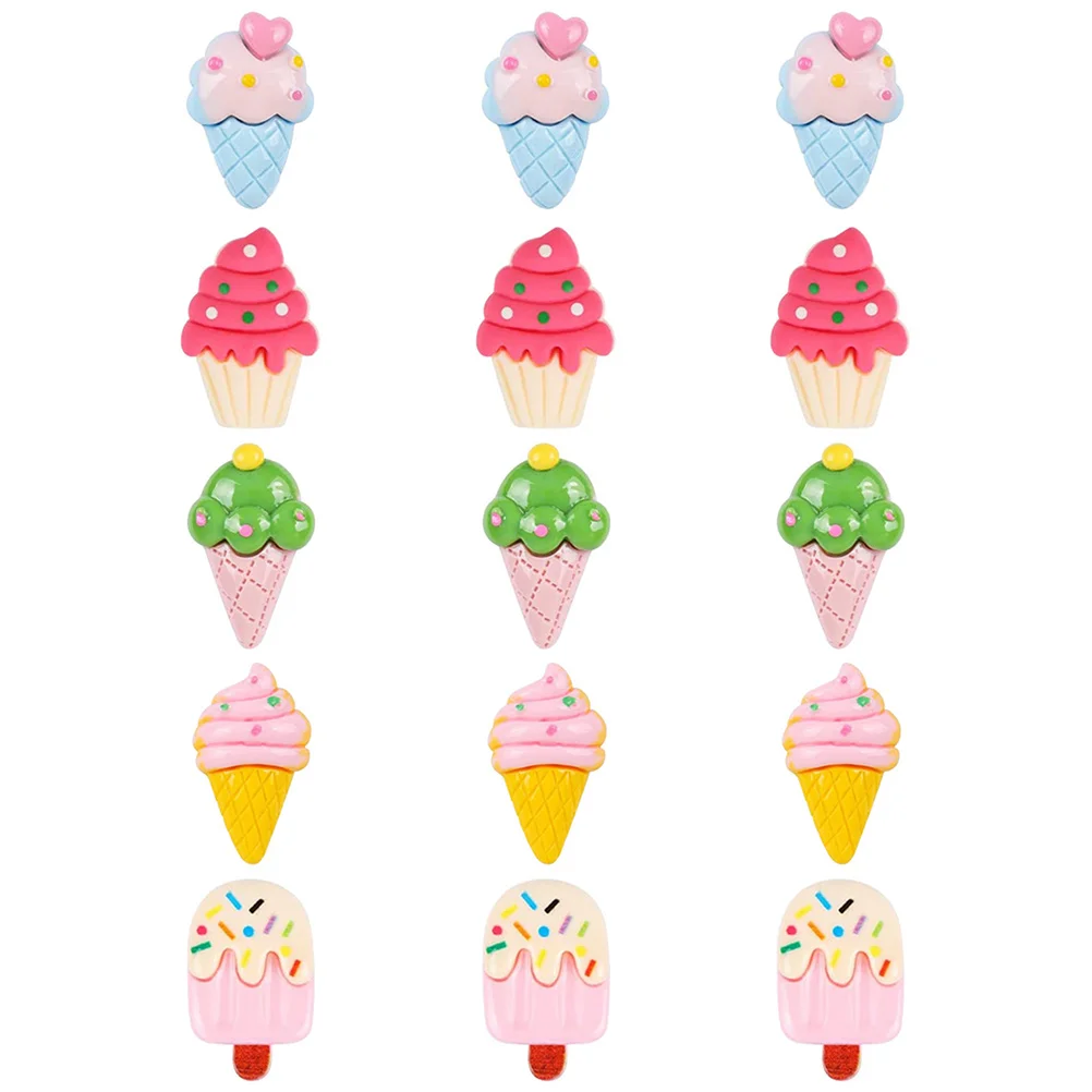 15 Pcs Ice Cream Pin Push Daily Use Thumbtacks Small Cork Board Manicure Map Supplies Convenient Plastic Shaped Travel