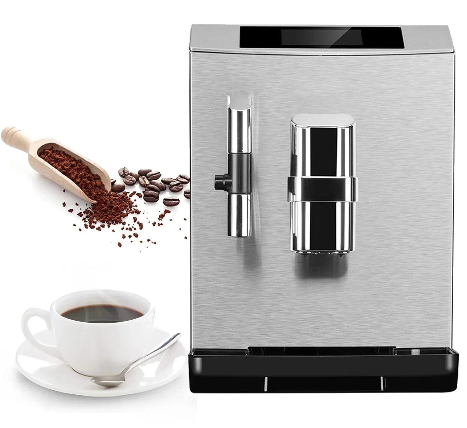 Máquina de café expreso completamente automática con pantalla táctil inteligente, capuchino, Latte, espuma de leche, capuchino, acero inoxidable