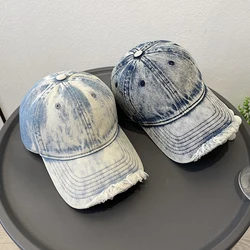 Trend Retro Cowboy Hat for Men and Women The Same Fashion Tie-dye Personality Ripped Brim Baseball Caps Casual Outdoor Shade Cap