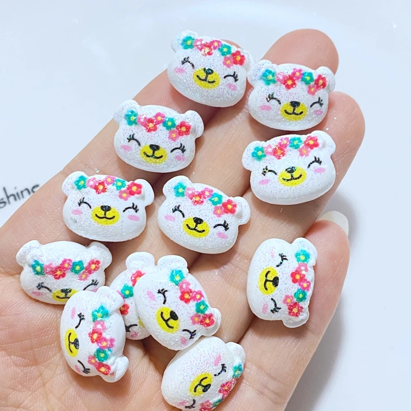 10Pcs New Cute Resin Shiny Little Bear Series Flat back Cabochons Scrapbooking DIY Jewelry Craft Decoration Accessories