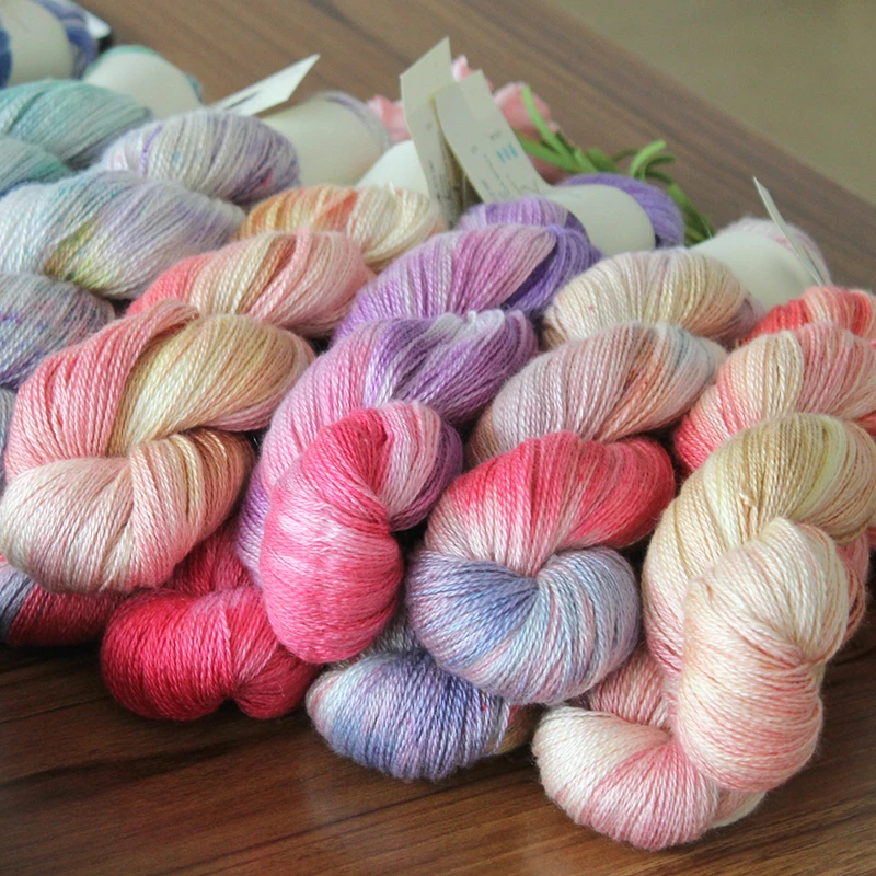 55g Handpainted Silk Cashmere Yarn Fingering For Hand Knitting Crochet Weaving Arts Craft DIY Comfortable Baby Adult Clothes