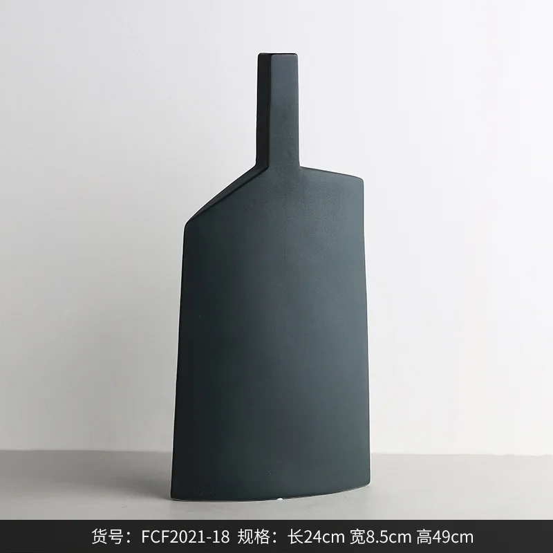 Morandi plat geometrisch keramiek groot vaasornament