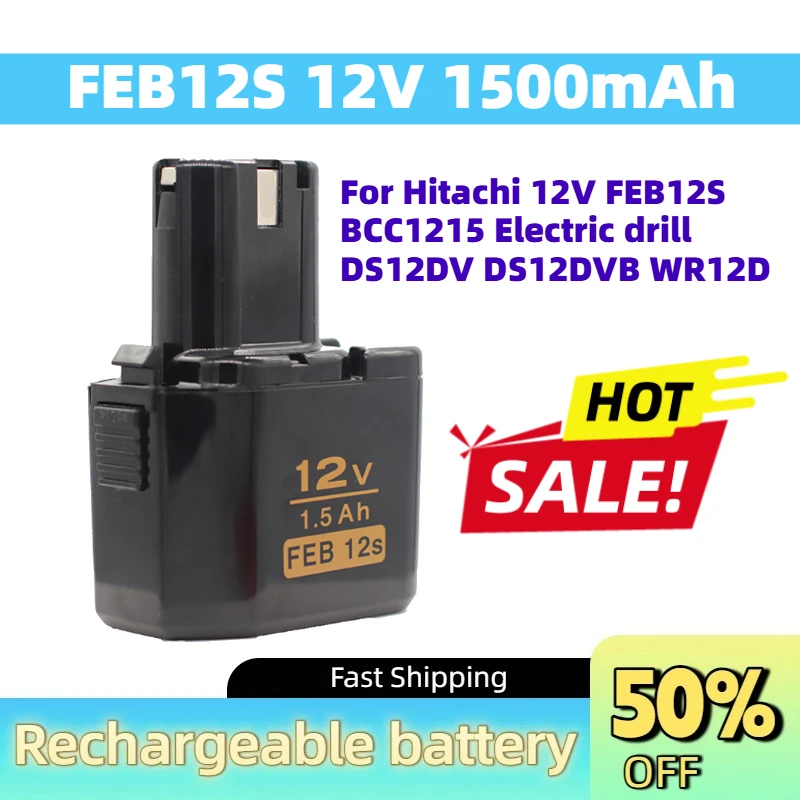 In Stock FEB12S 12V 1500mAh NI-MH Replacement Battery for Hitachi 12V FEB12S BCC1215 Electric Drill DS12DV DS12DVB WR12D