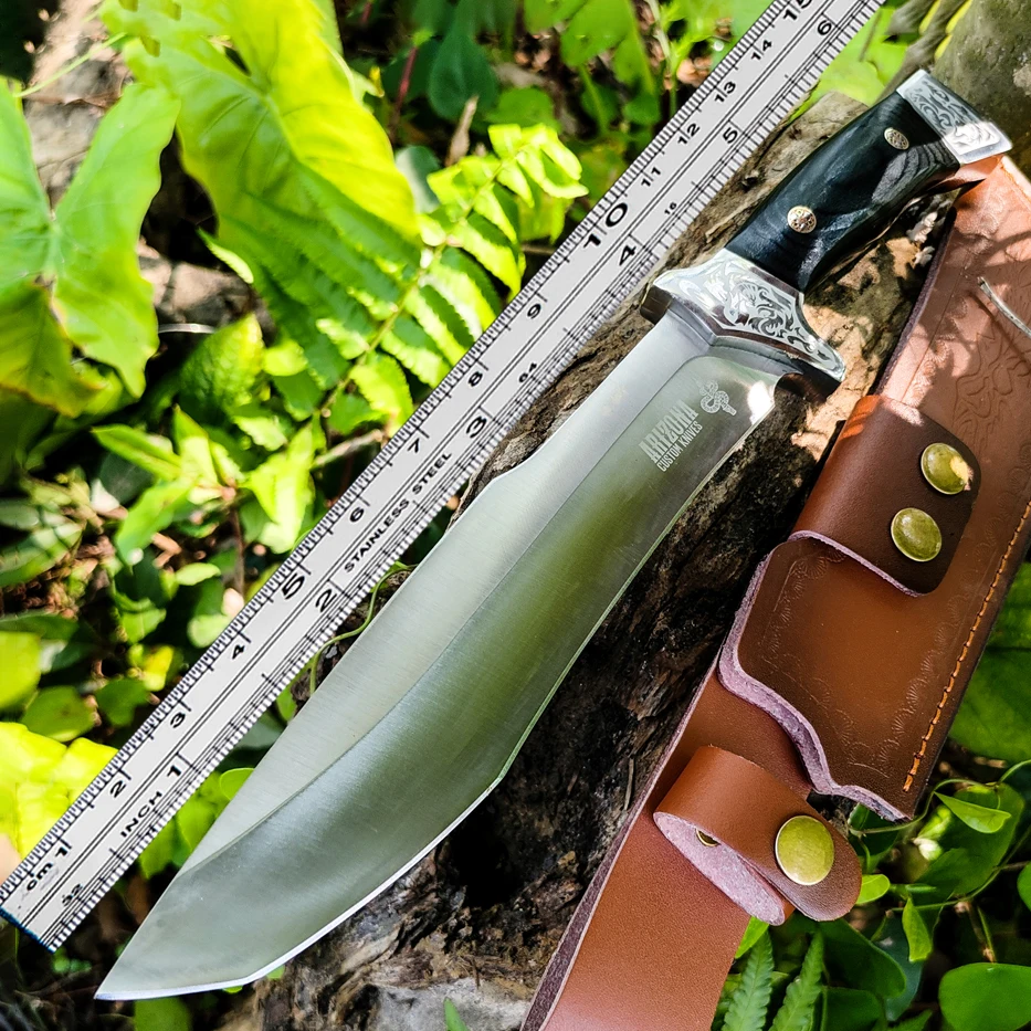 

Barbecue Small Straight Knife Fruit Knife Portable Outdoor survival knife black handle Camping Hunting Hike collection gifts