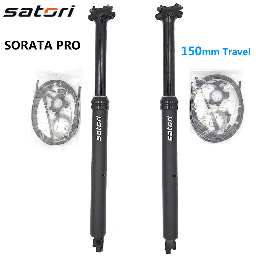 Satori Adjustable Bike Seatpost Travel 150mm 30.9 / 31.6mm Remote Control MTB Bicycle Seat Post 485mm for Cycling accessories