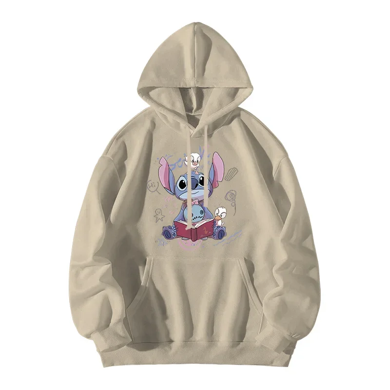 Stitch hoodie disney impressão outono e inverno homens e mulheres moletom de lã kawaii roupas