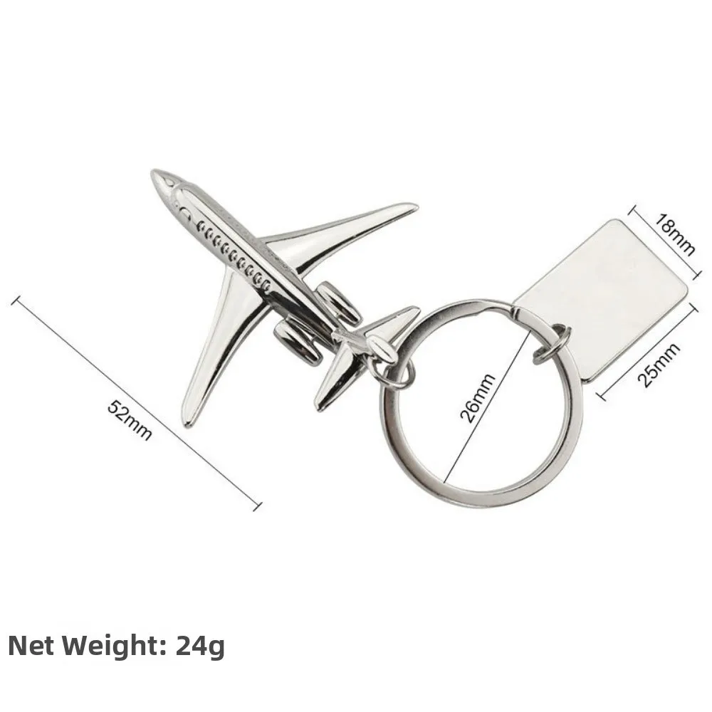 New Metal Aircraft Keychain Black 3D Model Metal Key Rings Key Holder Aviation Key Chain Bag Decoration