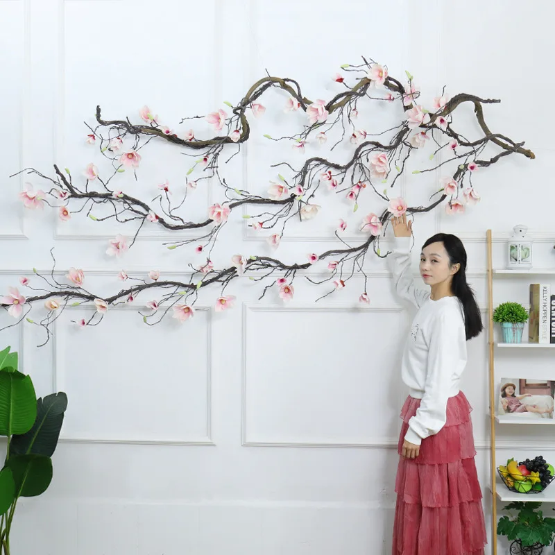 

magnolia flowers garland fake Magnolia branches Wedding Decorations Ivy Vine Artificial Flowers wall Arch Decor Hanging flowers