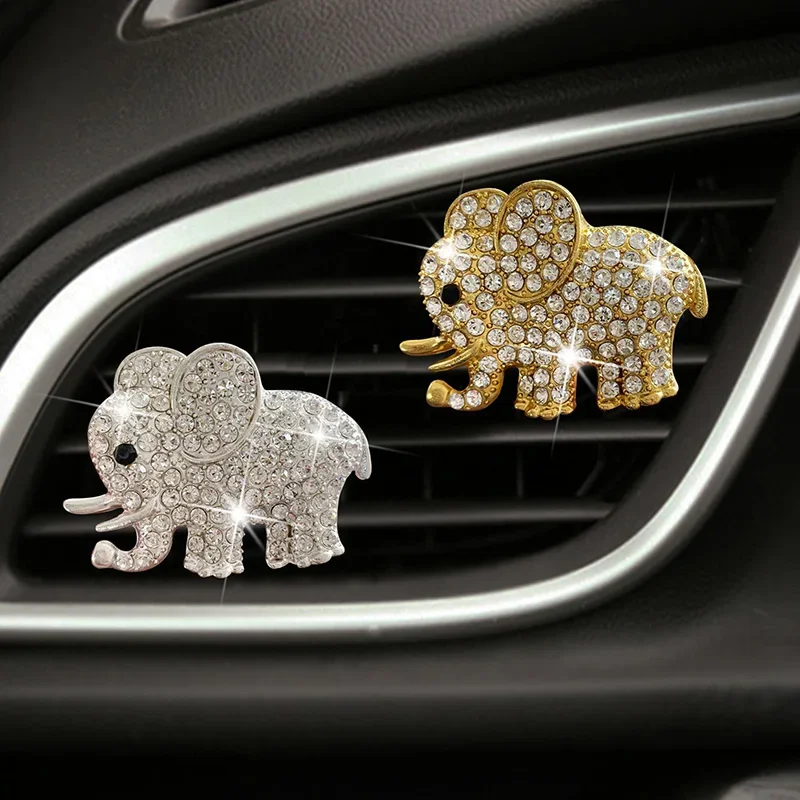 

Crystal Elephant Car Air Conditioner Clip Car Perfume Clip Air Outlet Clip Auto Smell Air Freshener Car Interior Decor Accessory