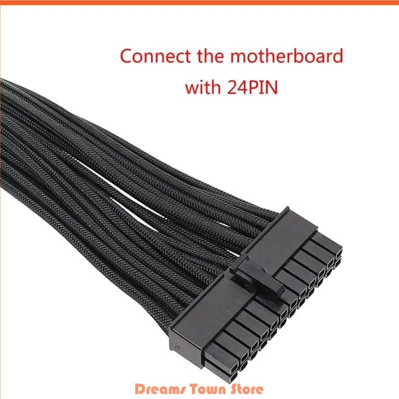 

HX6A Advances 24Pin Cable 10+18PIN to 24PIN Power Extension Cord 18AWG 41x0.16TS Cable for Stable Power Delivery