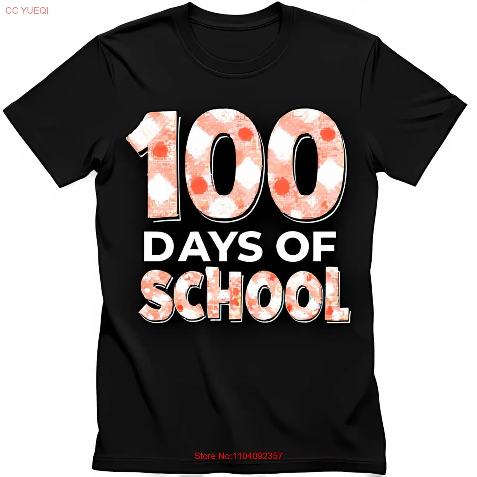 

100 Days of School Black T-Shirt with Bright Pink and White Checkered Graphic