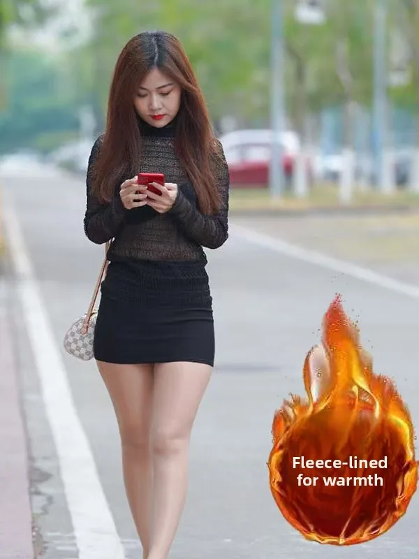 

Сексуальная женская юбка с флисовой подкладкой, эластичная, облегающая, повседневная, теплая, с завышенной талией, H-образный силуэт