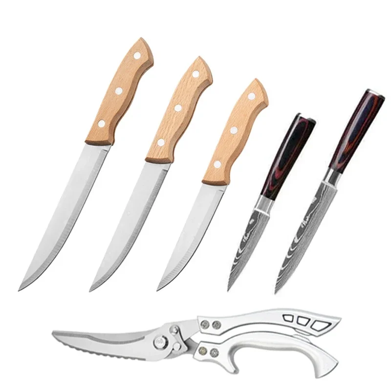 

Set Cooking Knife Kitchen Supplies Kitchen Fruit Knife scissors Chef Knives Meat Cleaver Boning Knife Vegetable Knife